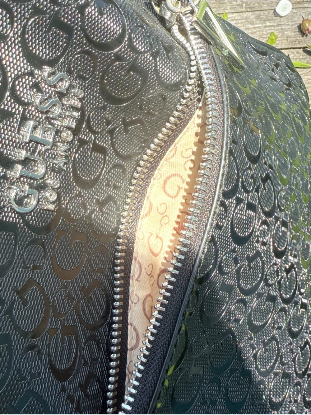 Guess Iridescent Black Logo Mini Backpack - Picture 5 of 9